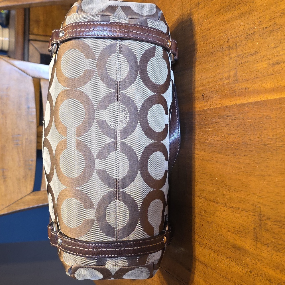 Coach Alexandra Tote Bag featuring a signature "Op Art" canvas pattern. - Picture 7 of 16